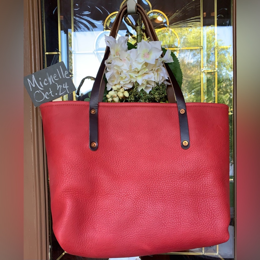 Red Leather Tote Bag
